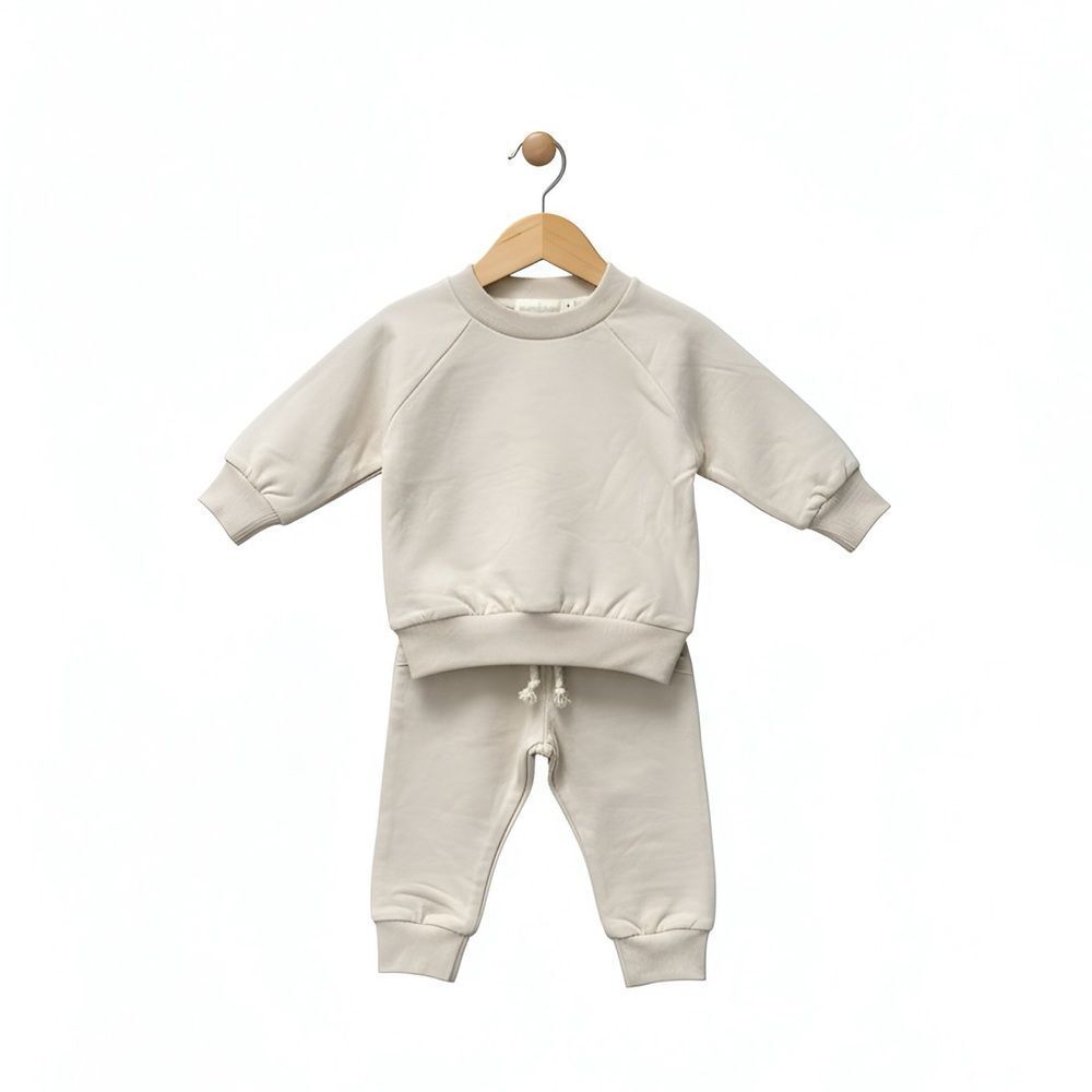 ORGANIC COTTON Kids CREWNECK and Joggers Set Cream